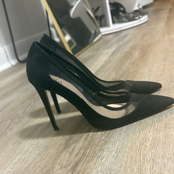 Zara Black Mesh Detail Heels - Picture 2 of 4